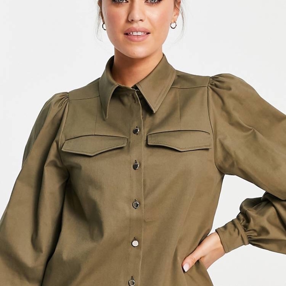 Ted Baker Damarii balloon sleeve utility shirt Shacket size 3 (S… - Picture 3 of 14